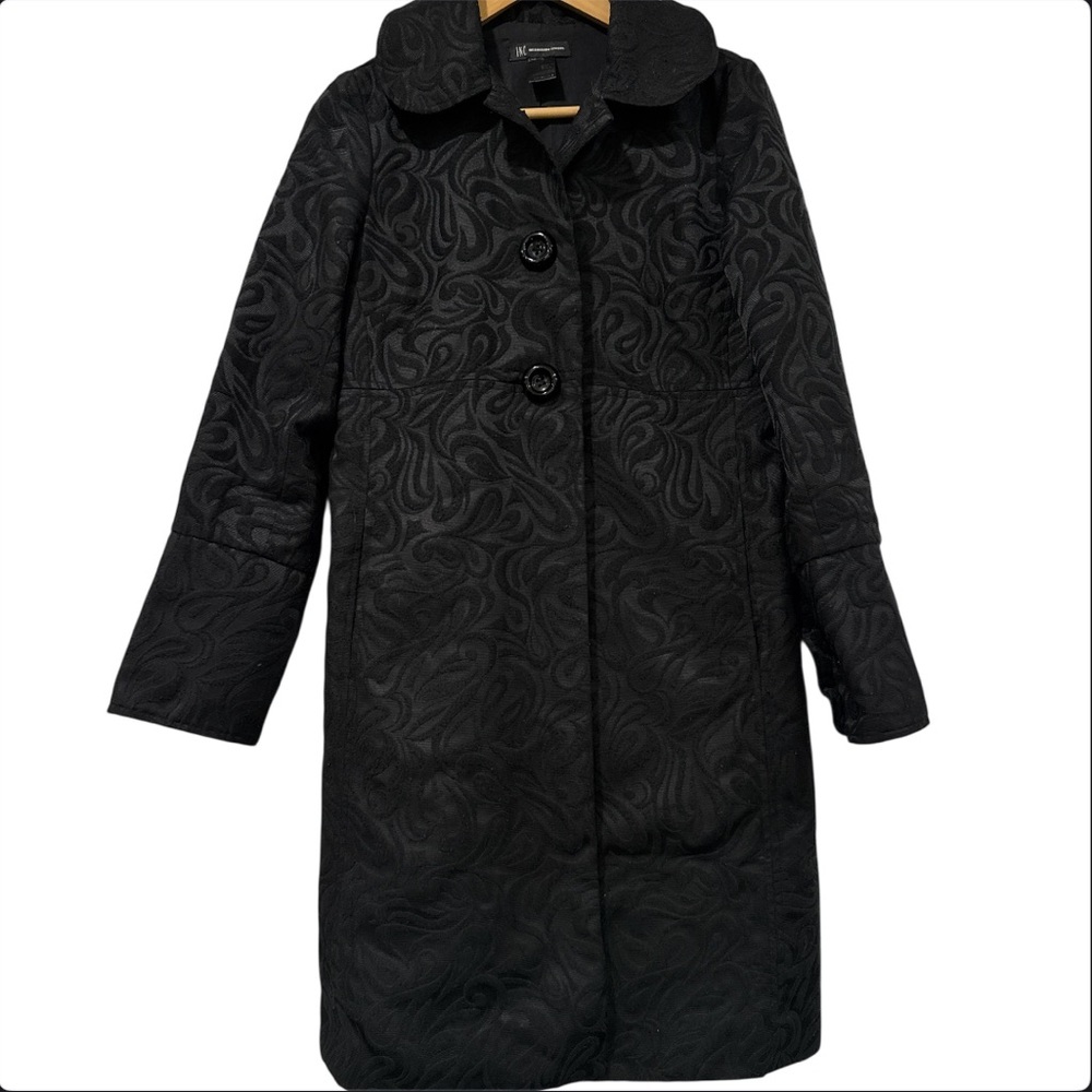 I.N.C. International Concepts Black Brocade long evening coat Size Small
